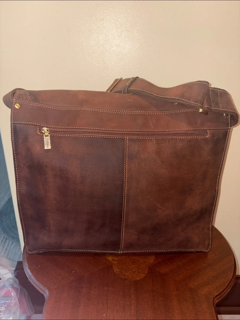 Visconti Messenger Bag Mens Classic Leather Crossbody bag brown leather + Suede